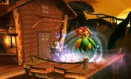 Bellossom using Sweet Scent on Shiek on Jungle Japes in Super Smash Bros. for Nintendo 3DS