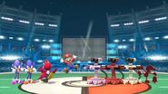 Game & Watch, Three R.O.B.s, Mario, Yoshi, and Two Sonics in 8-Player Smash in Super Smash Bros Wii U