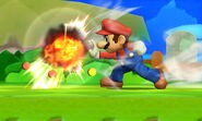 Mario's side smash in the Nintendo 3DS version. Note the bright colors.