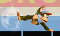 The third hit of Diddy Kong's jab, links right into a series of tail slaps.