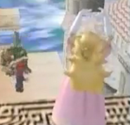 Peach standing on the unknown platform of the beta version of Temple.