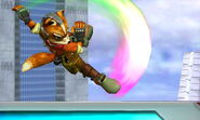 Fox's side smash attack in the Nintendo 3DS version.