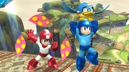 Mega Man being showcased to see what customizable moves are available for him including different renditions of his recovery and Leaf Shield.