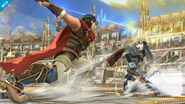 Ike and Lucina battling