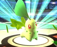 Chikorita being summoned from the Poké Ball in Super Smash Bros. Brawl
