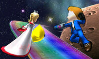 Rosalina fights with Mii.