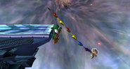 Olimar being edgehogged while using Pikmin Chain.