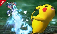 Pikachu dodging one of Greninja's attacks