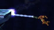 Samus using the Grapple Beam to recover in Brawl