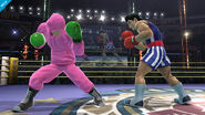 July 1. Little Mac's alternate costumes include his pink hoodie and blue-striped shorts.