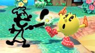 Pac-Man with Mr. Game & Watch on Tortimer Island.