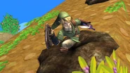 Link is buried in the ground.
