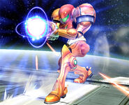 Samus charging the shot in Brawl.