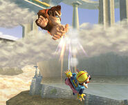 Donkey Kong performing a meteor smash with his down air attack; only meteors when sweetspotted.