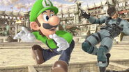 Luigi doing his jab on Snake.