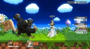 Donkey Kong using Giant Punch on Zelda in Super Smash Bros. for Wii U.