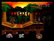 Mario and Donkey Kong fighting On Congo Jungle.