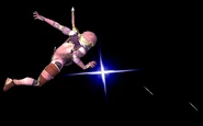 Sheik unleashing Needle Storm in the air in Brawl.