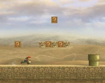 Mario running through the level.