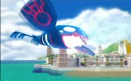 Kyogre flying above Delfino Plaza.