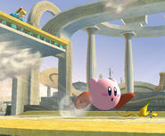 Kirby about to slip on a Banana Peel.