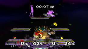 The time of 7.02 seconds can be seen at the top of this Melee screenshot.