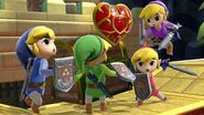 Several Toon Link with a Heart Container on The Great Cave Offensive.