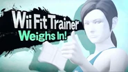 Wii Fit Trainer's splash screen. Wii Fit Trainer Weighs In!