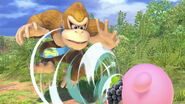 Donkey Kong in his 7th alt getting inhaled by Kirby on Gaur Plain.