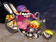 Wario-Man using the Wario Bike.