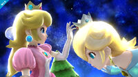 Rosalina and Peach on the Mario Galaxy stage.