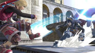 Lucina battling Shulk on Temple