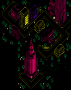 Moonside is an area you traverse for a short time in Earthbound, it's night-time appearance is similar to the Fourside stage, but the buildings and sidewalks appear in neon colors.