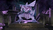 Palkia as a Stage Hazard on Spear Pillar in Super Smash Bros. Ultimate.