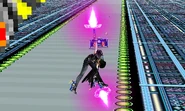 The third hit of Bayonetta's forward air attack extended with Bullet Arts.