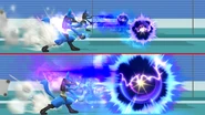 Regular and charged up Aura Sphere in Super Smash Bros. 3DS/Wii U.