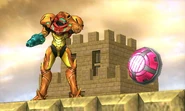 Samus throwing the Mega Bomb