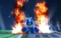 Mega Man performing his Down Smash, Flame Blast.