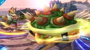 Bowser using Whirling Fortress in Super Smash Bros. for Wii U.