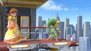 Daisy along with Toon Link in the New Donk City Hall stage.