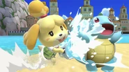 Isabelle down smash SSBU.jpg (137 KB) Isabelle using her Down Smash with Squirtle