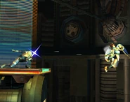 Sheik unleashing Needle Storm in Brawl.