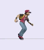 Unused animations of the Pokémon Trainer jumping, falling, and landing.