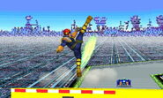 Captain Falcon's up smash. Hits twice.