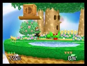 Yoshi and Fox in Dream Land in Super Smash Bros.