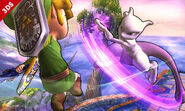 Mewtwo's Forward Aerial almost hitting Toon Link.