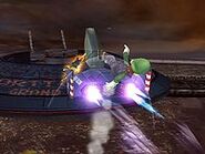 Captain Falcon successfully initiating Blue Falcon in Super Smash Bros. Brawl.