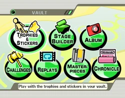 Vault menu in Super Smash Bros