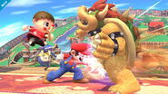 Mario and the Villager gang up on Bowser!