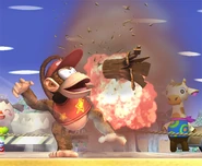 If held for too long, it explodes, leaving Diddy Kong stunned.